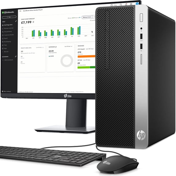 Restored HP G4 Desktop Tower Computer PC Intel Hexa Core i5-8500 upto 4.10GHz 64GB Ram 1TB SSD 2TB HDD New 24" LED Monitor Screen Built-in Wi-Fi, Bto Keyboard & Mouse, Windows 11 Pro (Refurbished)