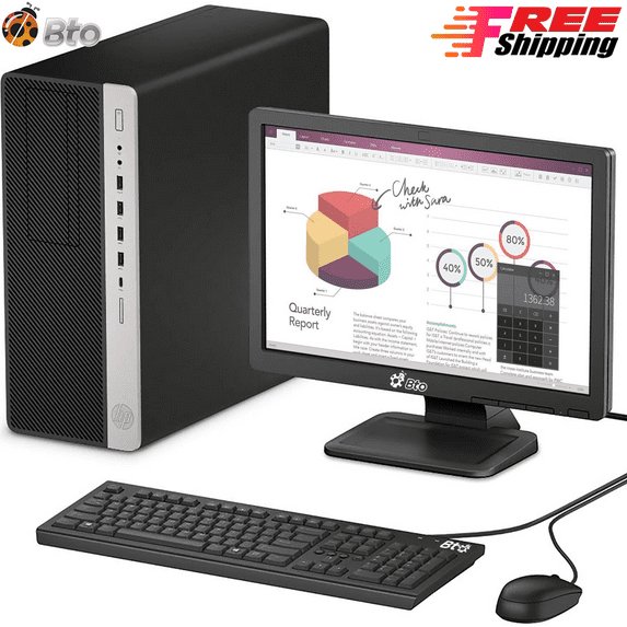Restored HP G4 Desktop Tower PC Intel Hexa Core i7 8700 8th Gen. upto 4.60GHz Processor, 16GB DDR4 Ram, 512GB NVMe SSD, New 24" Monitor, WiFi Windows 11 Pro Computer () (Refurbished)