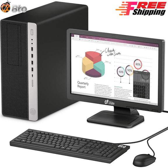 Restored HP G4 Desktop Tower PC Intel Hexa Core i7 8700 8th Gen. upto 4.60GHz Processor, 32GB DDR4 Ram, 1TB NVMe M.2 SSD, New 24" FHD LED Monitor, WiFi, Windows 11 Pro Computer (Refurbished)