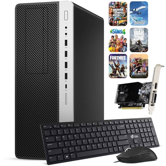 Restored HP G4 Gaming Tower Desktop Computer PC i5-8500 upto 4.10GHz 32GB Ram, 512GB SSD 1TB HDD Nvidia GeForce GTX 1050Ti, Bto Keyboard & Mouse, Windows 11 Professional (Refurbished)