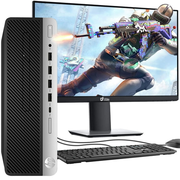 Restored HP G5 SFF Gaming Desktop Computer PC Intel Hexa Core i5-9500 upto 4.40GHz 64GB DDR4 Ram 1TB SSD, Nvidia GTX 1050Ti, New 24" LED Screen, Bto Keyboard & Mouse, Windows 11 Pro (Refurbished)