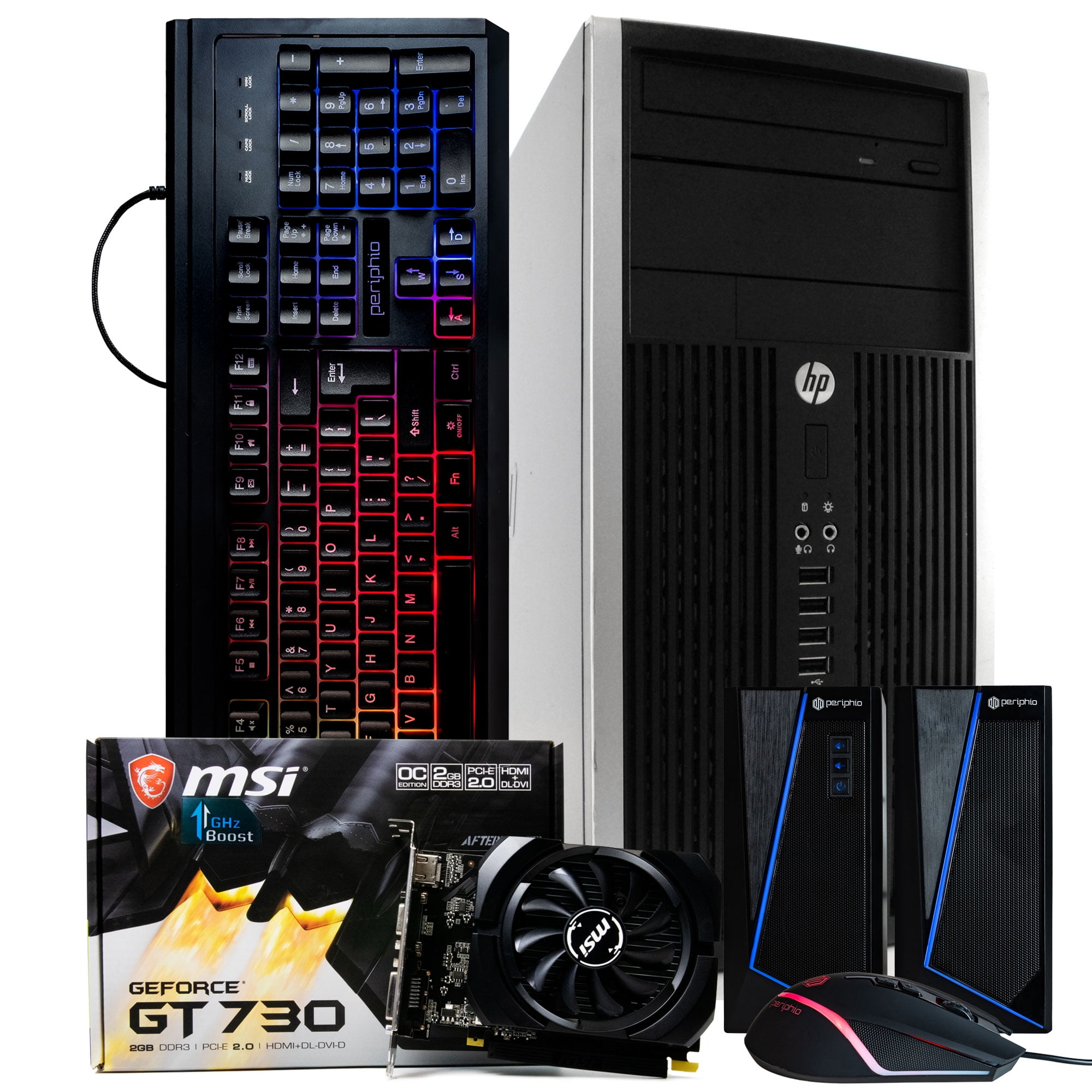 Restored HP Gaming Computer, Intel QuadCore i5, GeForce GT 730 (2GB), 240GB  SSD + 500GB HDD, 8GB DDR3 RAM, DVD, WIFI, Bluetooth, Windows 10 Home