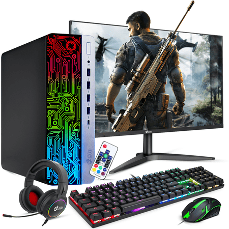 Restored HP Gaming Desktop PC Bundled with BTO RGB Premium Upgrades - Intel Core i7-6th Gen. 16GB DDR4 Ram, 256GB SSD + 1TB HDD, AMD Radeon RX 550, New 22 Inch Monitor, RGB Set, Windows 10