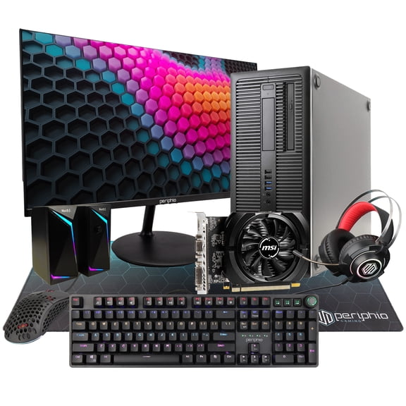 Restored HP Gaming Desktop Tower Computer Bundle with 24" Monitor, Intel Core i5, 8GB RAM, Integrated Graphics, 512GB SSD, DVD-ROM, Windows 10, Black (Refurbished)
