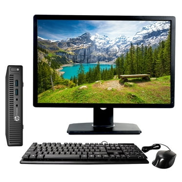 Restored HP ProDesk 400 G1 Micro Desktop Intel Core i3-4160T 3.20GHz 8GB RAM 256GB SSD Keyboard and Mouse Wi-Fi 22" LCD Monitor Windows 10 Pro PC (Refurbished)