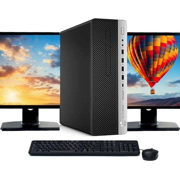 Restored HP ProDesk 400 G6 Desktop Computer | Intel Hexa-Core i5-9400 (2.9 GHz) | 16GB RAM | 2TB HDD | Windows 11 | Dual 22" LCD (Refurbished)