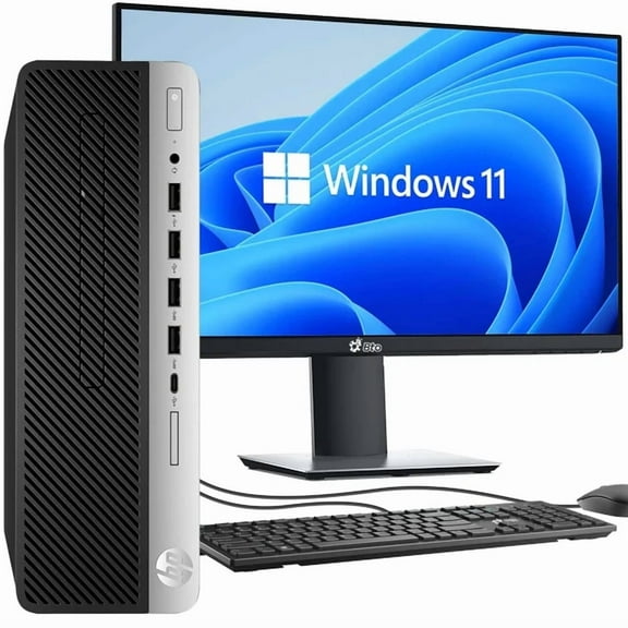 Restored HP ProDesk 600 G4 Computer Desktop PC, Intel Core i5 8th Gen. 16GB DDR4 RAM, 1TB PCIe NVMe SSD, New 24 inch Monitor, Wireless KB & Mouse, Built-in WiFi, Windows 11 Pro (Refurbished)