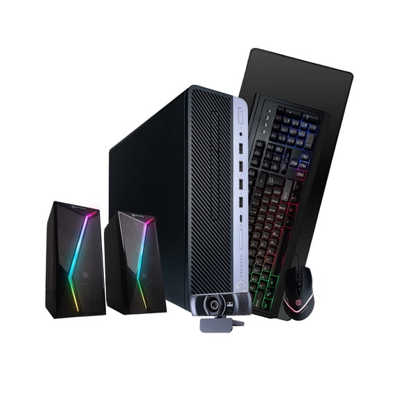 Restored HP ProDesk 600 G4 Desktop PC, Intel Core i5 3.2GHz, 16GB RAM, 1TB SSD, Win 11 Pro, WiFi, BT, Gaming KBM, RGB Speakers, 2K Webcam – Blair Tech (Refurbished)