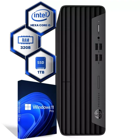 Restored HP ProDesk 600 G6 Desktop PC, Intel i5-10500 (Hexa Core), 32GB DDR4 Ram, 1TB NVMe SSD, Keyboard & Mouse, Built-in Wi-Fi, Windows 11 Pro(Refurbished)