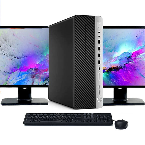 Restored HP ProDesk 600 G6 Small Form Factor Computer | Intel Core i5-10500T (2.3GHz) Processor | 16GB RAM | 2TB HDD | Windows 11 | Dual 22" LCD (Refurbished)
