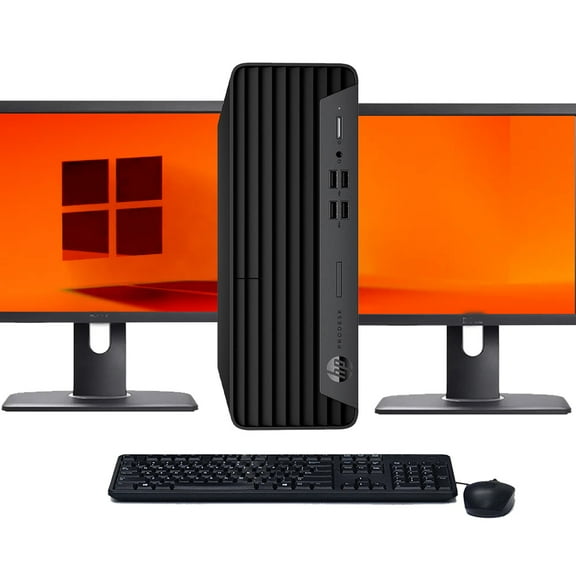 Restored HP ProDesk 600 G6 Small Form Factor Desktop Computer | Intel Core i5-10500T (4.4 GHz) | 16GB RAM | 512GB SSD | Windows 10 | Dual 22" LCD (Refurbished)