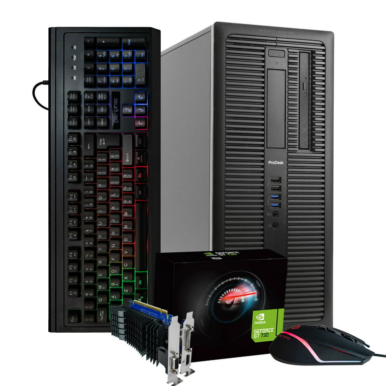Restored HP ProDesk 600G1 Gaming Tower PC Intel i5 (3.2GHz) 16GB DDR4 RAM  512GB SSD GeForce GT 730 (2GB) GPU WiFi + Bluetooth RGB Keyboard & Mouse