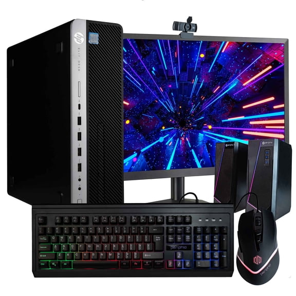 Restored HP ProDesk 600G3 Desktop Computer Intel i5 (3.2GHz) 16GB DDR4 RAM 500GB SSD 5G-WiFi & BT Windows 10 Pro RGB Desk Kit 22in LCD Monitor (Refurbished)