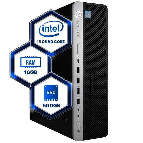 Restored HP ProDesk 600G3 Desktop Computer Quad Core Intel i5 (3.2GHz) 16GB DDR4 RAM 500GB SSD Solid State 5G-WiFi & Bluetooth Windows 10 Professional (Refurbished)