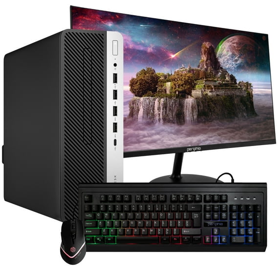 Restored HP ProDesk 600G4 Desktop Computer Hexa Core Intel i5 (3.2GHz) 16GB DDR4 RAM 500GB SSD Windows 11 Pro New 24in LCD Monitor RGB Keyboard & Mouse Home or Office PC (Refurbished)