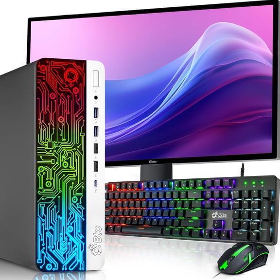 Restored HP ProDesk Desktop Computer PC RGB lights, Intel i5 Quad-Core 6th Gen, 16GB Ram, 256GB SSD, 22 inch Monitor, BTO RGB Gaming Keyboard & Mouse, Built-in WiFi, Windows 11 Pro (Refurbished)