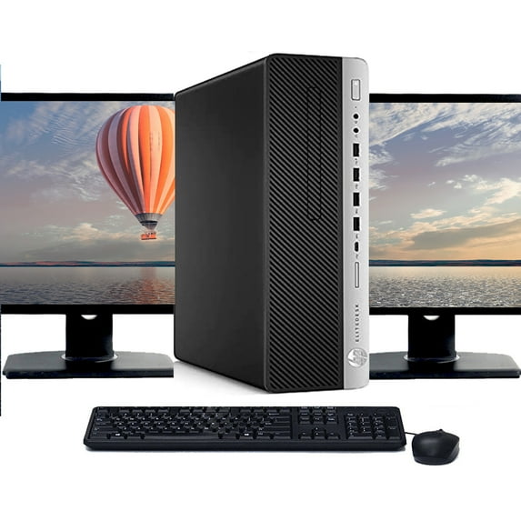 Restored HP ProDesk G3 Computer Intel Core i5 6th gen 16GB RAM 256GB SSD Windows 10 Dual 22" LCD (Refurbished)