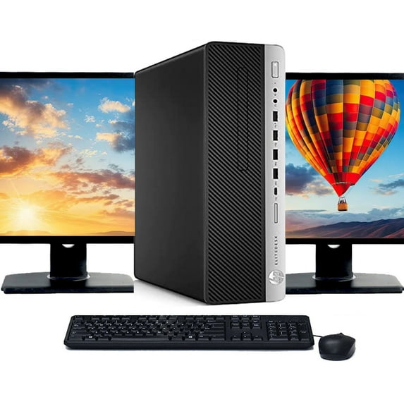 Restored HP ProDesk G4 Computer | Intel Core i7 8th gen | 16GB RAM | 256GB SSD | Windows 11 | Dual 22" LCD (Refurbished)
