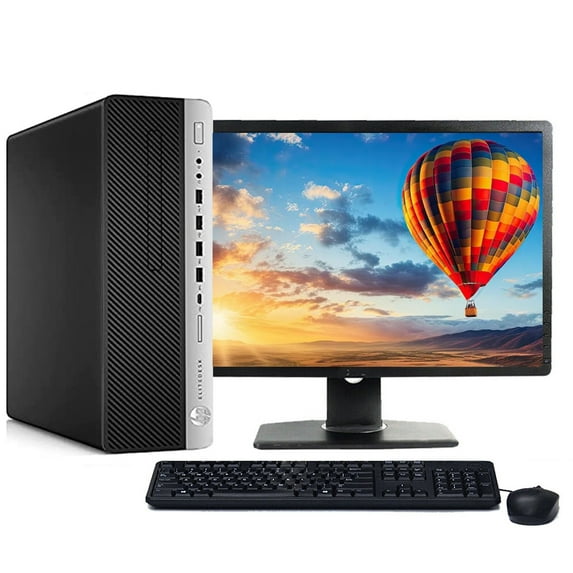 Restored HP ProDesk G4 Computer Intel Core i7 8th gen 16GB RAM 500GB HDD Windows 11 24" LCD (Refurbished)