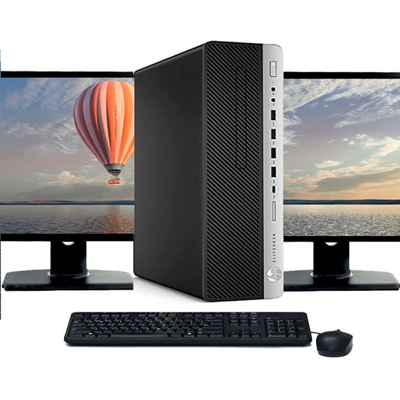 Restored HP ProDesk G4 Windows 11 Desktop Computer Intel Hexa-Core i5-8500 CPU 8GB RAM 2TB HDD Dual 22" LCD Monitors with Wireless Keyboard and Mouse (Refurbished)