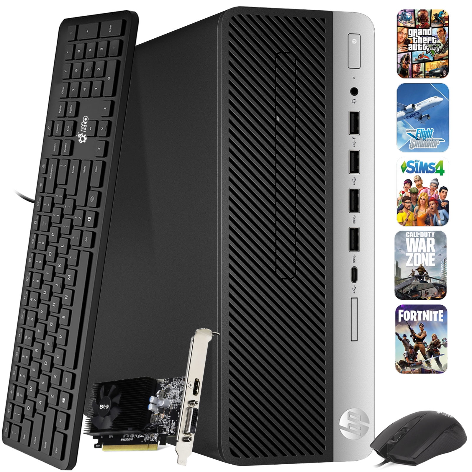 Restored HP ProDesk G5 SFF Gaming Desktop Computer PC Intel Hexa Core i5-9500 upto 4.40GHz 64GB DDR4 Ram 2TB SSD, Nvidia GTX 1050Ti Bto Keyboard & Mouse, Windows 11 Pro (Refurbished)
