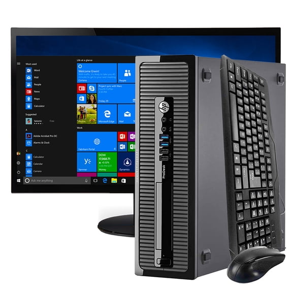 Restored HP Prodesk 400 G1 SFF Computer 22" LCD 3.4Ghz Core I3 8GB 512GB SSD Windows 10 WiFi (Refurbished)