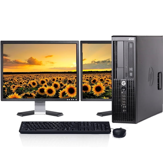 Restored HP Z230 Desktop PC, Core i3 CPU, 8GB RAM, 1TB HDD, Wi-Fi with Dual 19" LCD's Keyboard and Mouse- Windows 10 (Refurbished)