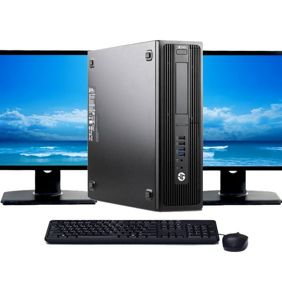 Restored HP Z240 Desktop Computer Intel Core i7 CPU 16GB RAM 512GB SSD Dual 22" LCD's Windows 10 with Wireless Keyboard and Mouse (Refurbished)