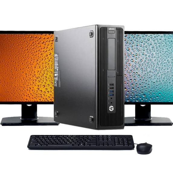 Restored HP Z240 Desktop Computer Intel Xeon CPU 16GB RAM 512GB SSD Dual 22" LCD's Windows 10 Pro with Wireless Keyboard and Mouse (Refurbished)
