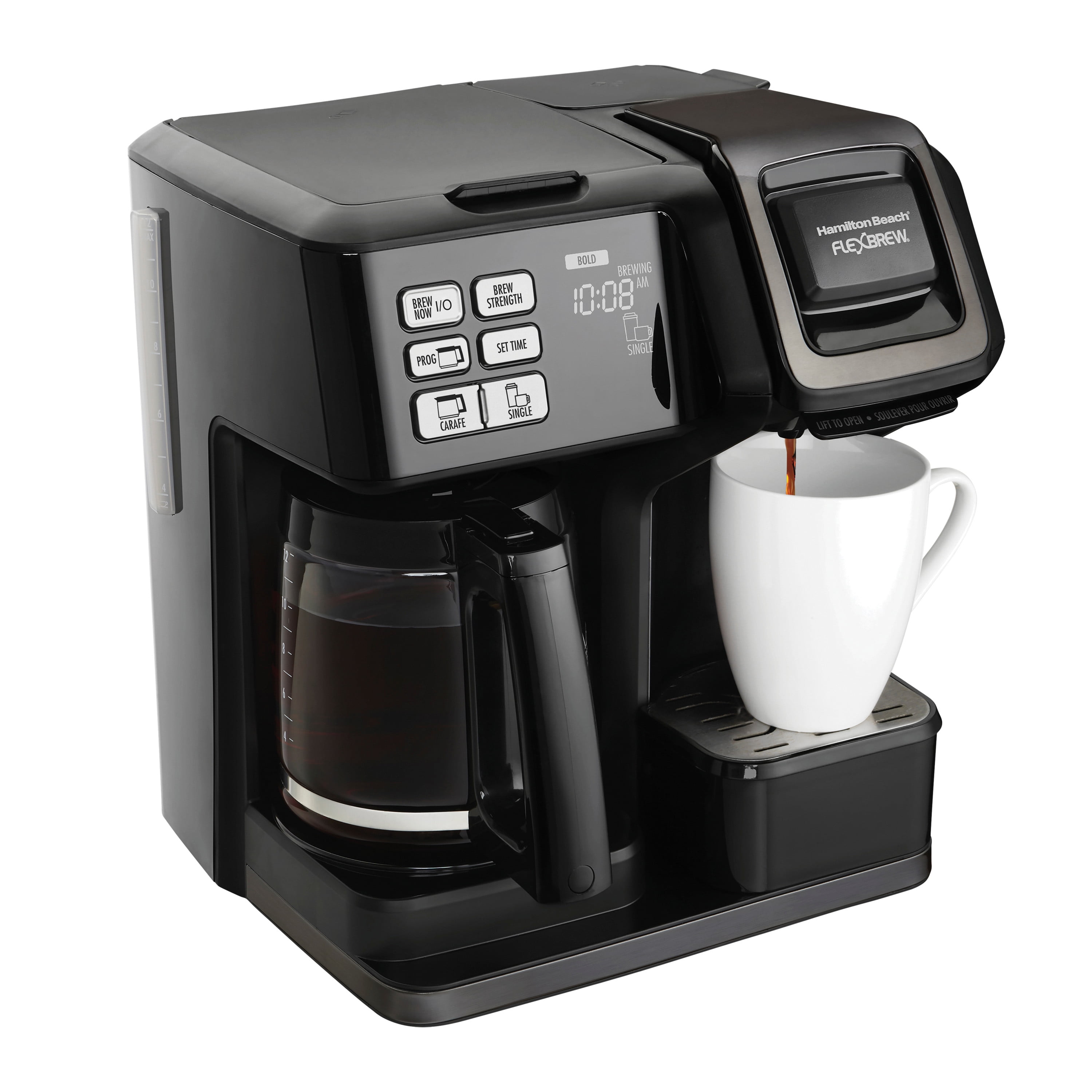 Restored Hamilton Beach FlexBrew Trio Coffee Maker, Black Stainless