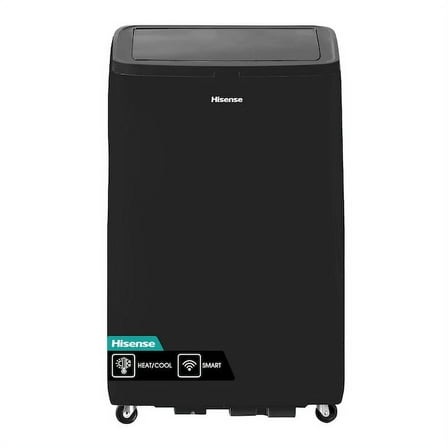 Restored Hisense 10,000 BTU (15,000 BTU ASHRAE) Dual Hose Portable AC with Heat Pump and Wifi, Gray (Refurbished)