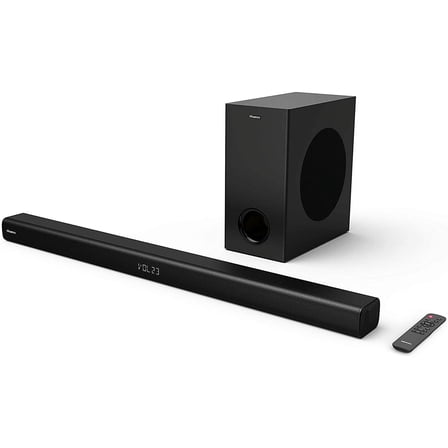 Restored Hisense HS219 2.1ch Sound Bar with Wireless Subwoofer, 320W, Dolby Audio, One Remote Control, Roku TV Ready, Bluetooth, HDMI ARC/Optical/AUX/USB (Model HS219) Black (Refurbished)