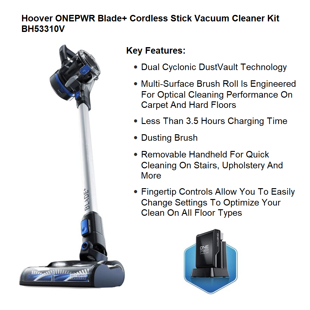 Restored Hoover ONEPWR Blade+ Cordless Stick Vacuum Cleaner Kit
