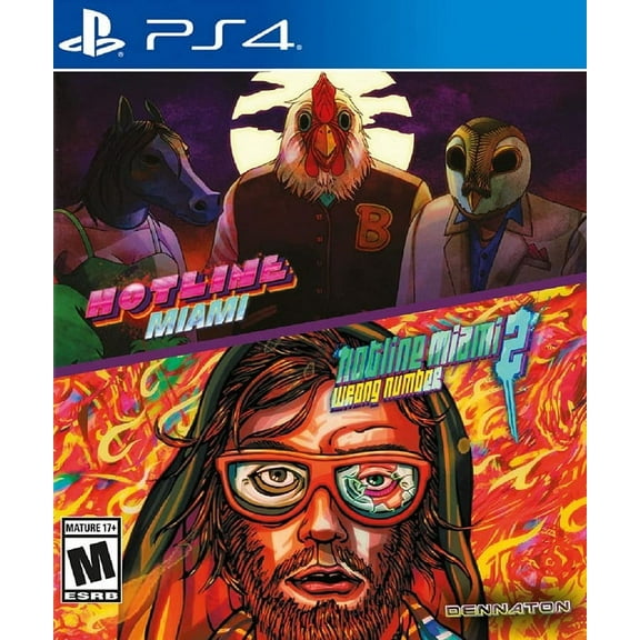 Restored Hotline Miami & Hotline Miami 2: Wrong Number (Playstation 4, 2021) Shooter Game (Refurbished)