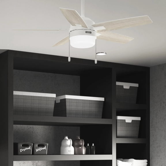 Restored Hunter Fan 44 Inch Contemporary Fresh White Finish Indoor Ceiling Fan With LED Light Kit and Pull Chain (Refurbished)