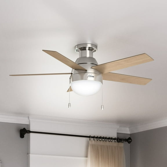 Restored Hunter Fan 46 inch Brushed Nickel Low Profile Indoor Ceiling Fan with Light Kit (Refurbished)