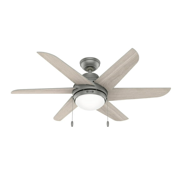 Restored Hunter Fan 48 Inch Matte Silver Indoor Ceiling Fan with Light and Pull Chain (Refurbished)