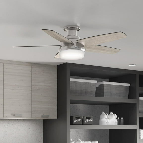 Restored Hunter Fan 48 inch Low Profile Brushed Nickel Ceiling Fan with LED Light Kit and Remote Control (Refurbished)