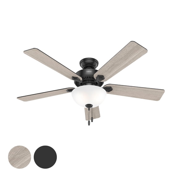 Restored Hunter Fan 52 Inch Casual Matte Black Finish Indoor Ceiling Fan with LED Light Kit and Pull Chain (Refurbished)
