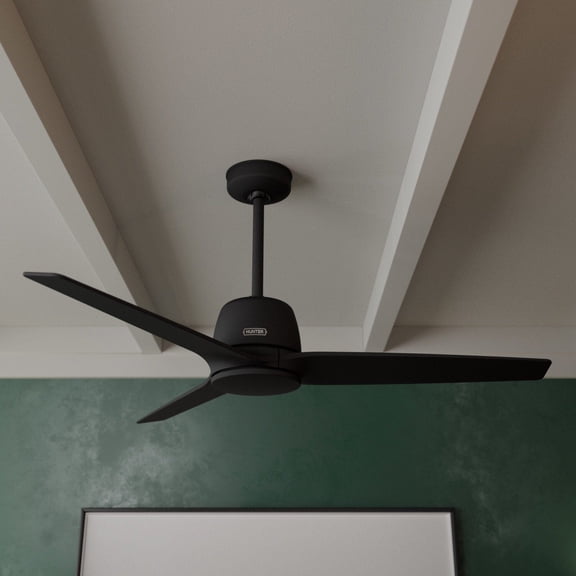 Restored Hunter Fan 52 inch Black Indoor Ceiling Fan with Remote Control, Reversible Motor, 3 Blades Modern Ceiling Fans (Refurbished)