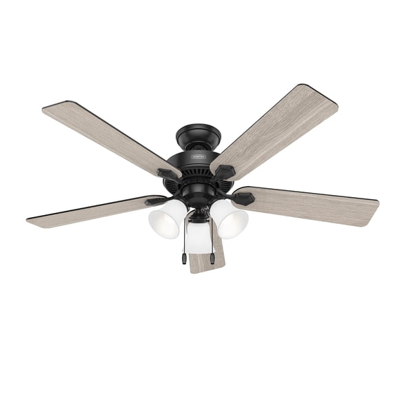 Restored Hunter Fan 52 inch Casual Matte Black Finish Indoor Ceiling Fan with LED Light Kit and Pull Chain (Refurbished)