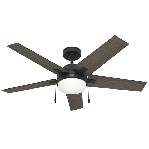 Restored Hunter Fan 52 inch Casual Matte Black indoor Ceiling Fan with LED Light Kit and Pull Chain (Refurbished)