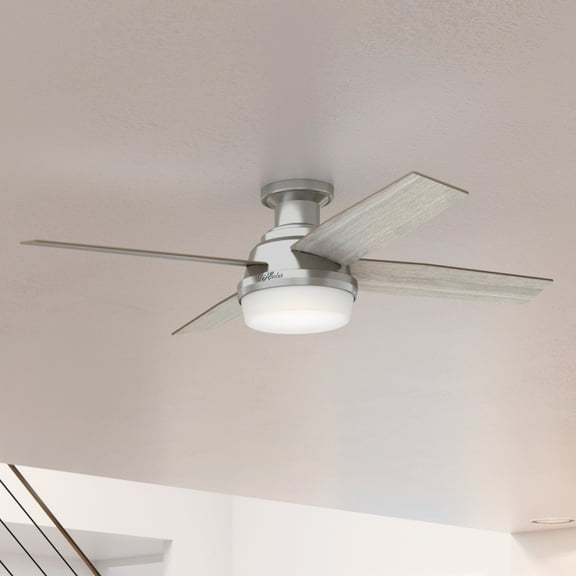Restored Hunter Fan 52 inch Ceiling Fan, Contemporary Indoor Ceiling Fan with Light, Remote Control, Reversible Motor for Bedroom, Living Room/Family Room, Dining Room, Kitchen, Office (Refurbished)