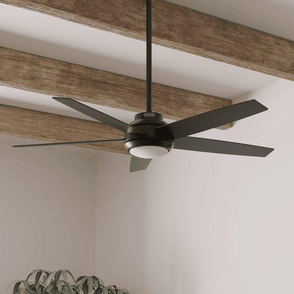Restored Hunter Fan 52 inch Matte Black Finish Indoor Ceiling Fan With LED Light Kit and Remote Control (Refurbished)