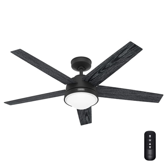 Restored Hunter Fan 52 inch Matte Black Finish Indoor Ceiling fan with LED Light Kit and Remote Control (Refurbished)