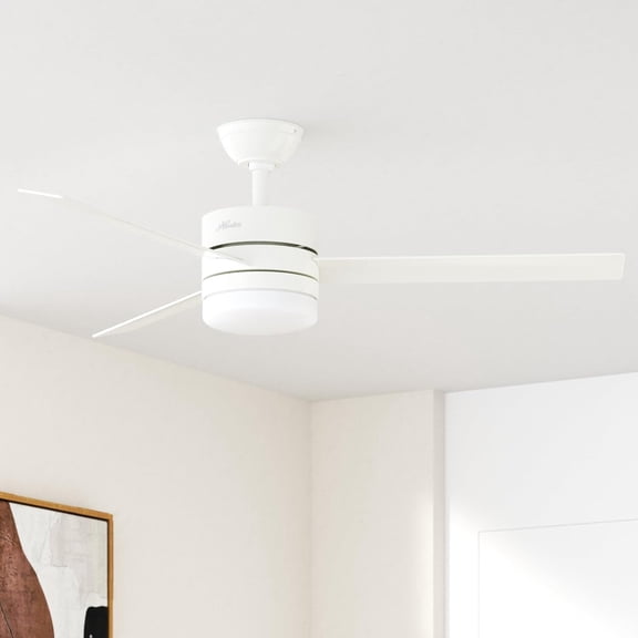 Restored Hunter Fan 54 inch Contemporary Fresh White Indoor Ceiling Fan with Light Kit and Remote Control (Refurbished)