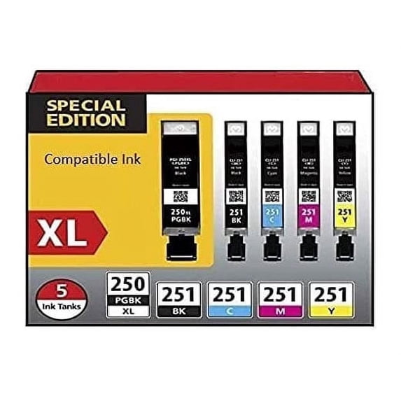 Restored InkjetsClub Canon PGI-250 & CLI-251 (5 Pack) High Yield ...