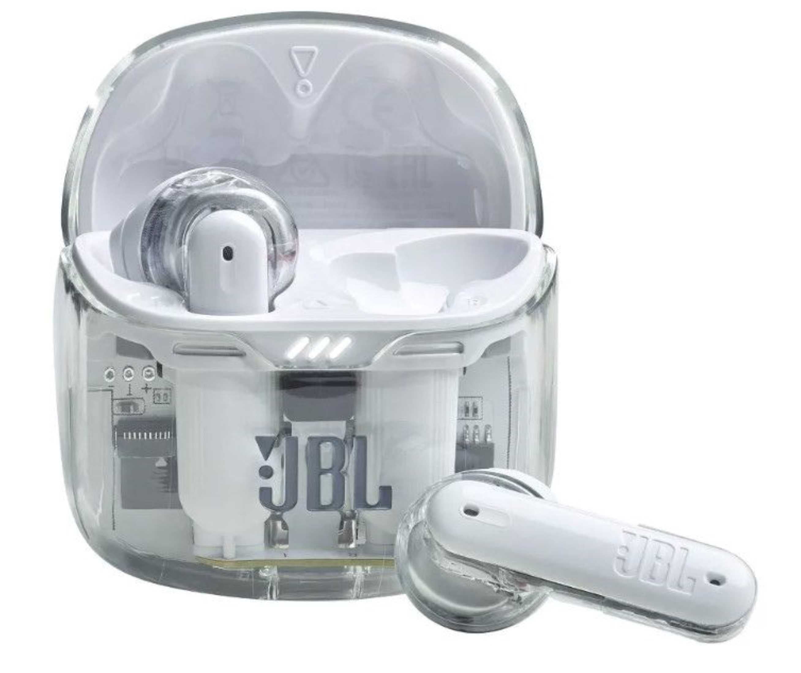 Restored JBL Tune Flex - True Wireless with Active Noise Cancelling In-Ear Earbuds - Ghost Edition White (Refurbished)