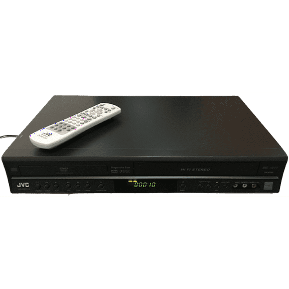 Restored JVC HR-XVC18 DVD/VCR Combo Player with Original Remote, Manual, A/V Cables, & HDMI Converter