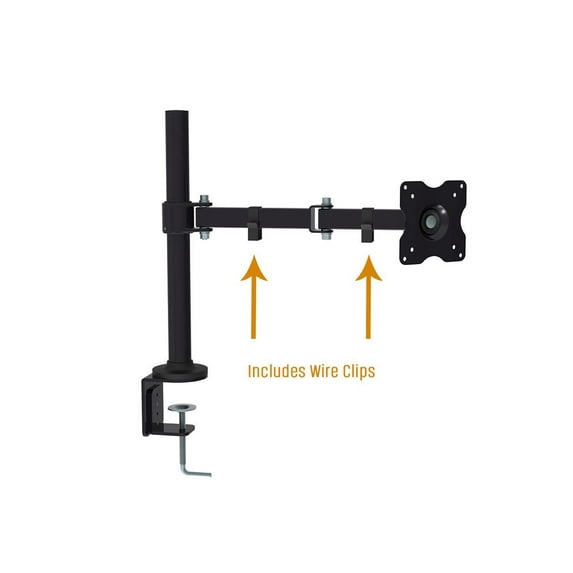 Restored KORAMZI KWM1420 Articulating Monitor/ TV Desk Mount 100x100 VESA Fits 10-30" TV's or Monitor w/ Wire Clip (Black) (Refurbished)